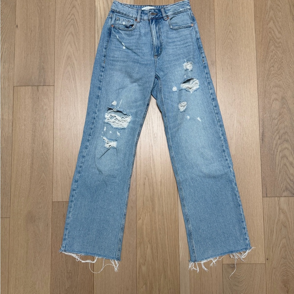 Dynamite Heidi High Rise Light Blue Distressed Jeans